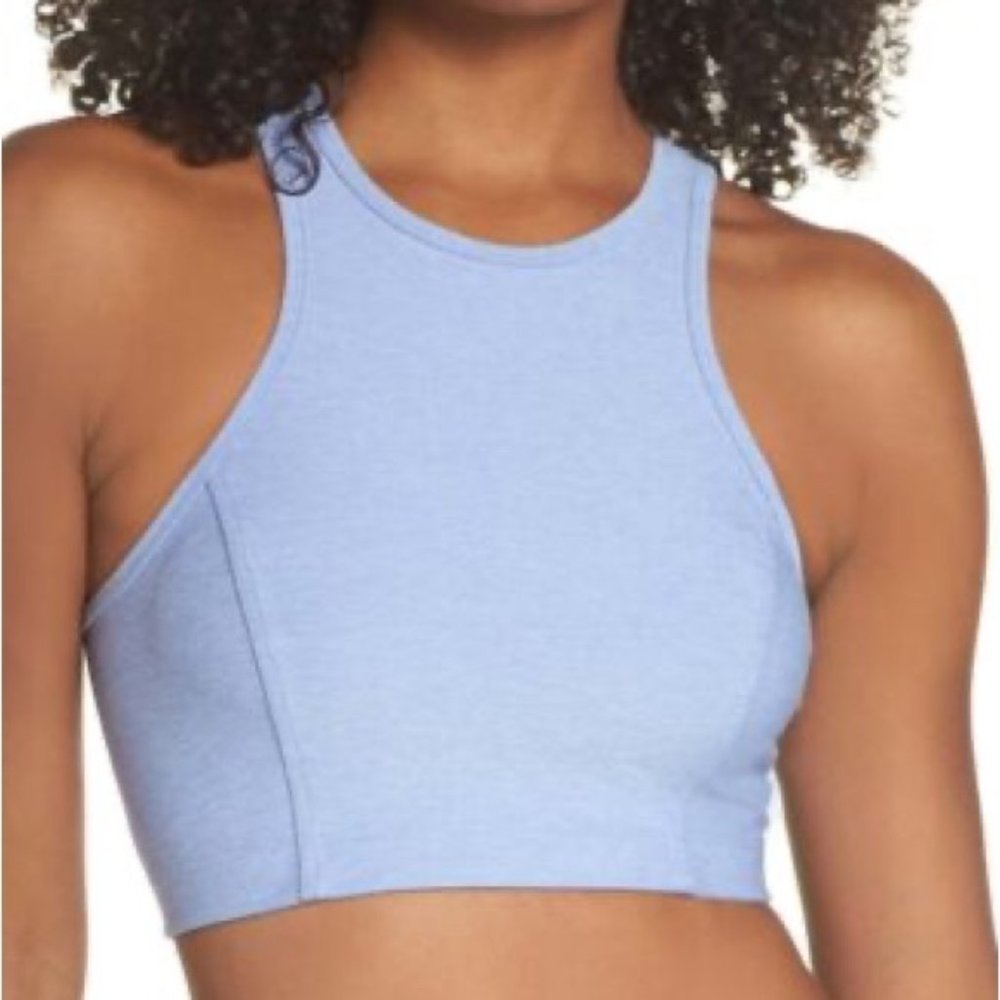 OUTDOOR VOICES Blue Halter Racerback Athena Crop Top